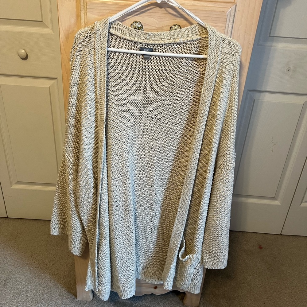 Aerie Cream Open-Front Cardigan